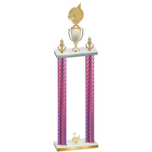 Double Pink Carbon Fiber Second Place Volleyball Trophy
