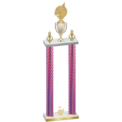 Double Pink Carbon Fiber Second Place Volleyball Trophy