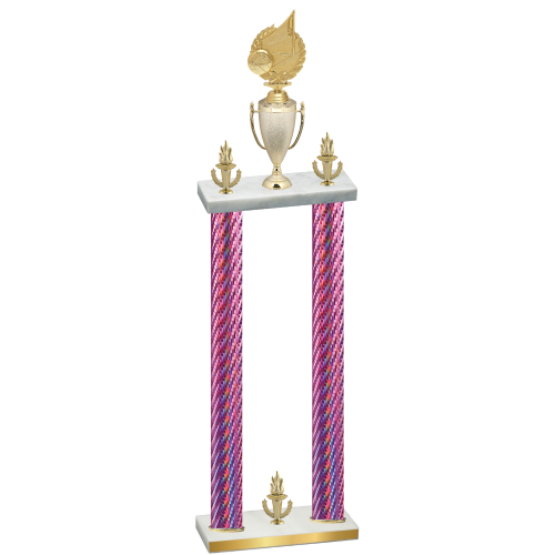 Double Pink Carbon Fiber Victory Volleyball Trophy