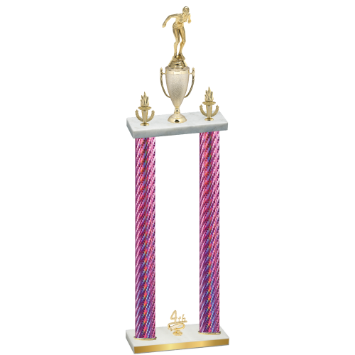 Double Pink Carbon Fiber Fourth Place Tennis Trophy