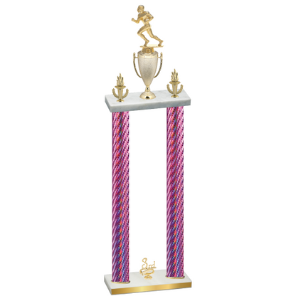 Double Pink Carbon Fiber Third Place Football Trophy
