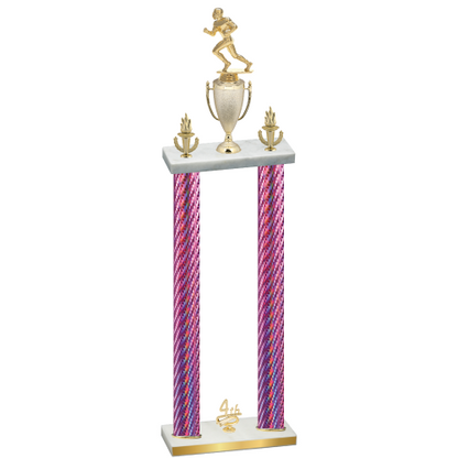 Double Pink Carbon Fiber Fourth Place Football Trophy