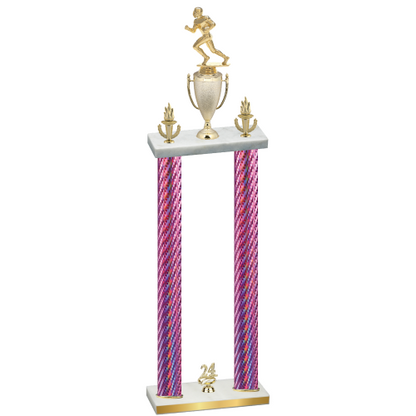 Double Pink Carbon Fiber Year Football Trophy