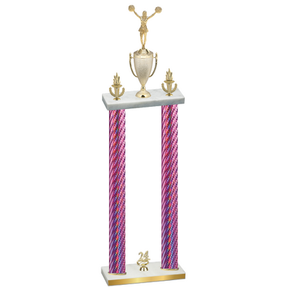 Double Pink Carbon Fiber Year Cheerleading Trophy