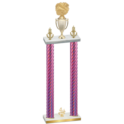 Double Pink Carbon Fiber Fourth Place Cheerleading Trophy