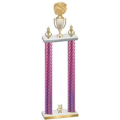 Double Pink Carbon Fiber Year Cheerleading Trophy