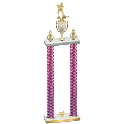 Double Pink Carbon Fiber First Place Hockey Trophy