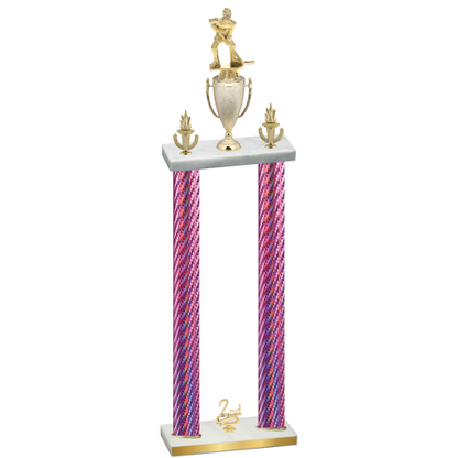 Double Pink Carbon Fiber Second Place Hockey Trophy