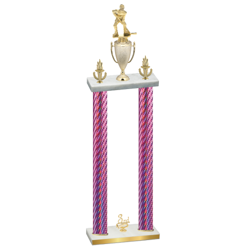 Double Pink Carbon Fiber Third Place Hockey Trophy