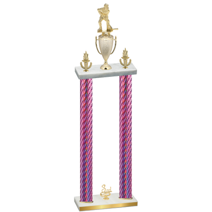 Double Pink Carbon Fiber Third Place Hockey Trophy