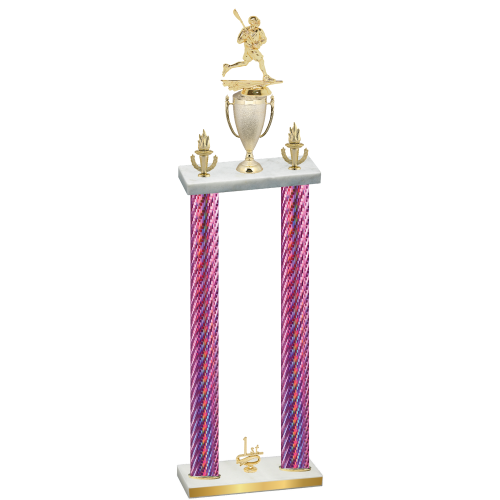 Double Pink Carbon Fiber First Place Lacrosse Trophy