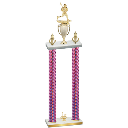 Double Pink Carbon Fiber First Place Lacrosse Trophy