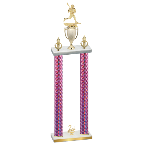 Double Pink Carbon Fiber Second Place Lacrosse Trophy
