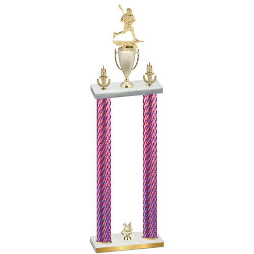 Double Pink Carbon Fiber Year Lacrosse Trophy