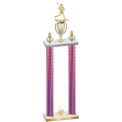 Double Pink Carbon Fiber First Place Lacrosse Trophy