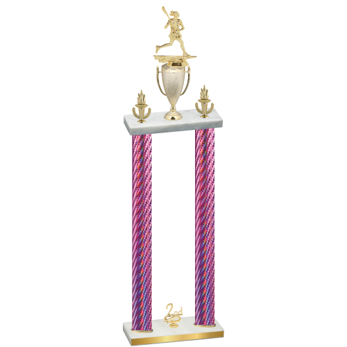 Double Pink Carbon Fiber Second Place Lacrosse Trophy