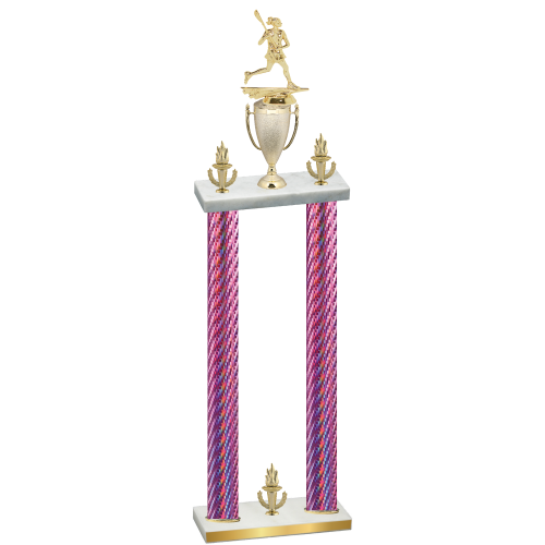 Double Pink Carbon Fiber Victory Lacrosse Trophy