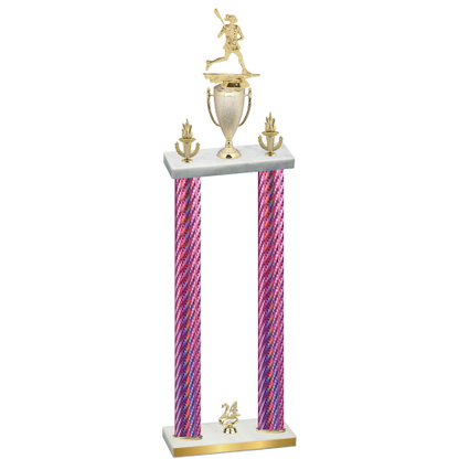 Double Pink Carbon Fiber Year Lacrosse Trophy