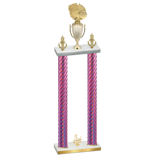 Double Pink Carbon Fiber Third Place Basketball Trophy