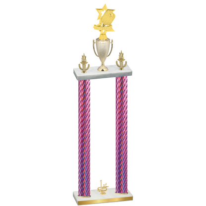 Double Pink Carbon Fiber First Place Pickleball Trophy