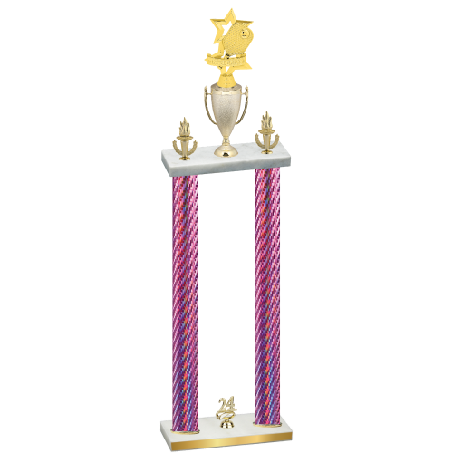 Double Pink Carbon Fiber Year Pickleball Trophy