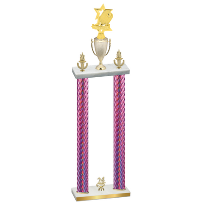 Double Pink Carbon Fiber Year Pickleball Trophy