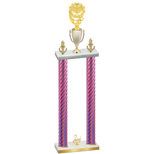 Double Pink Carbon Fiber Second Place Pickleball Trophy