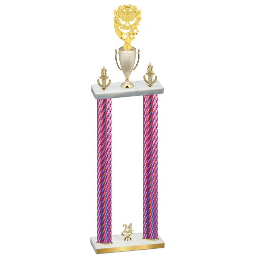 Double Pink Carbon Fiber Year Pickleball Trophy