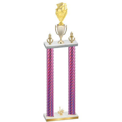 Double Pink Carbon Fiber First Place Pickleball Trophy