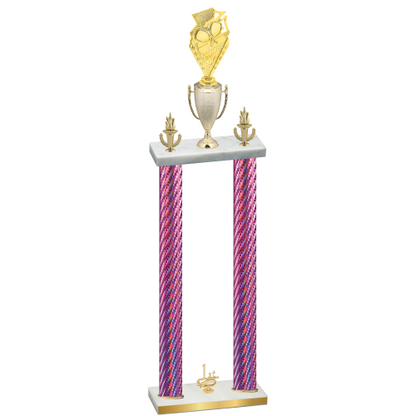 Double Pink Carbon Fiber First Place Pickleball Trophy