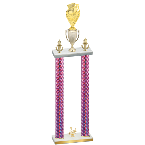 Double Pink Carbon Fiber Third Place Pickleball Trophy