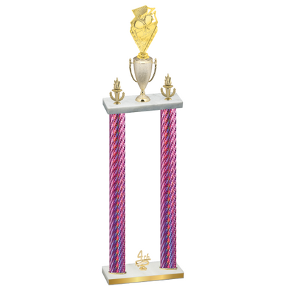 Double Pink Carbon Fiber Fourth Place Pickleball Trophy