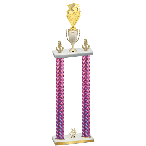 Double Pink Carbon Fiber Year Pickleball Trophy