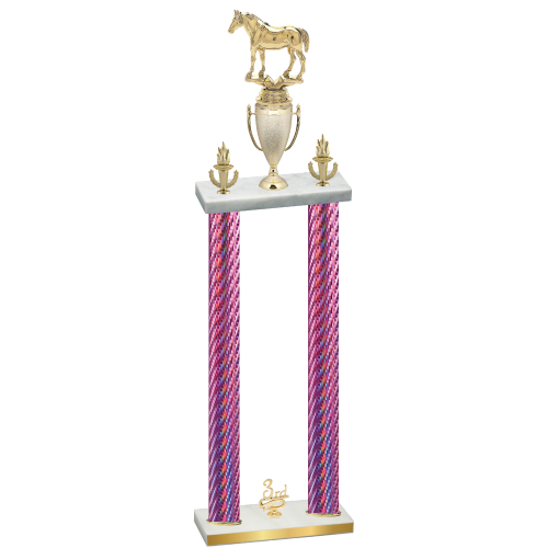 Double Pink Carbon Fiber Third Place Horses Trophy