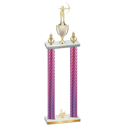 Double Pink Carbon Fiber Third Place Archery Trophy