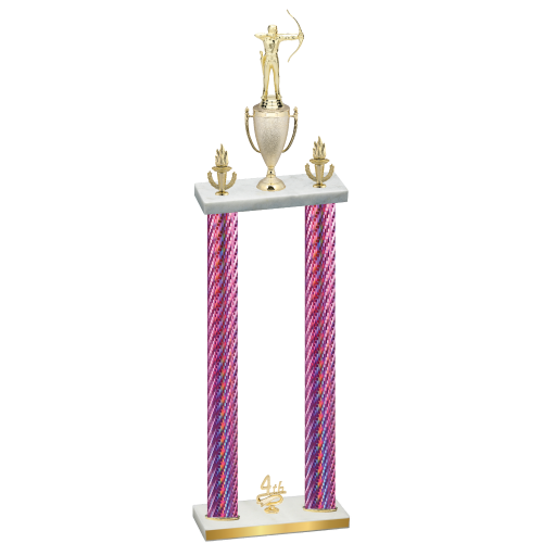 Double Pink Carbon Fiber Fourth Place Archery Trophy