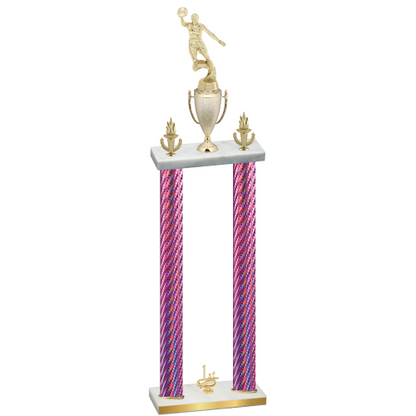 Double Pink Carbon Fiber First Place Basketball Trophy