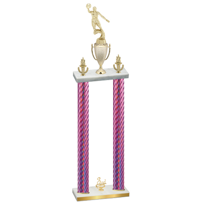 Double Pink Carbon Fiber Third Place Basketball Trophy