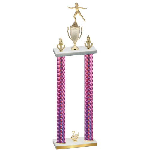 Double Pink Carbon Fiber Second Place Skater Trophy