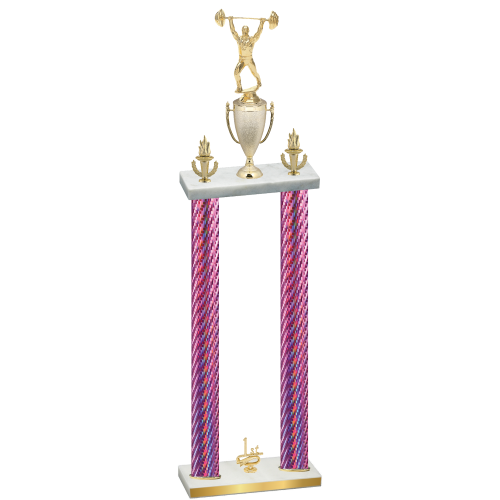 Double Pink Carbon Fiber First Place Weights Trophy