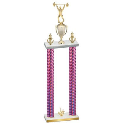 Double Pink Carbon Fiber First Place Weights Trophy