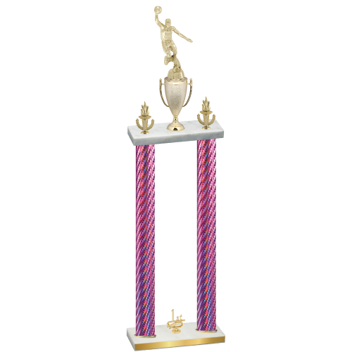 Double Pink Carbon Fiber First Place Basketball Trophy
