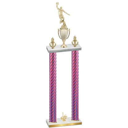 Double Pink Carbon Fiber First Place Basketball Trophy