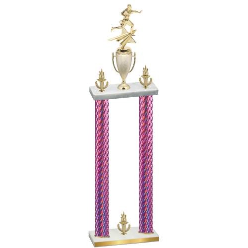 Double Pink Carbon Fiber Victory Flag Football Trophy