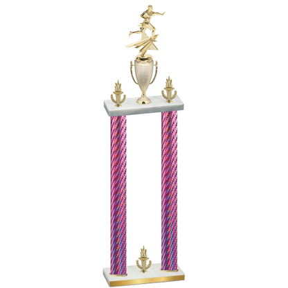 Double Pink Carbon Fiber Victory Flag Football Trophy