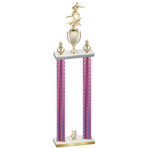 Double Pink Carbon Fiber Year Flag Football Trophy