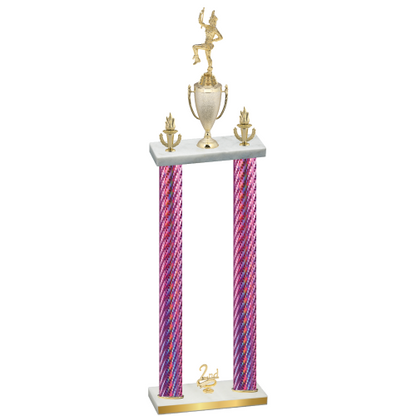 Double Pink Carbon Fiber Second Place Majorette Trophy
