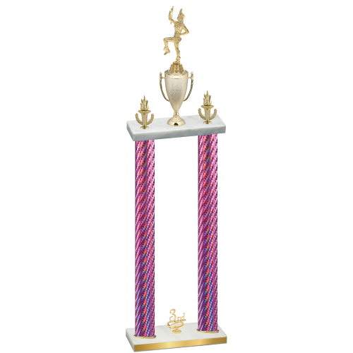 Double Pink Carbon Fiber Third Place Majorette Trophy