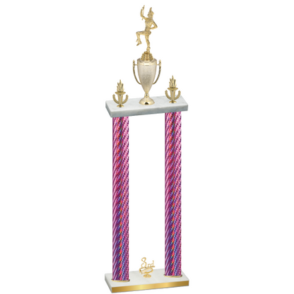 Double Pink Carbon Fiber Third Place Majorette Trophy