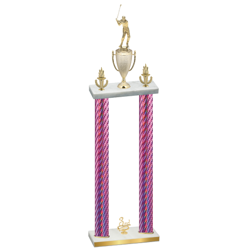 Double Pink Carbon Fiber Third Place Golf Trophy